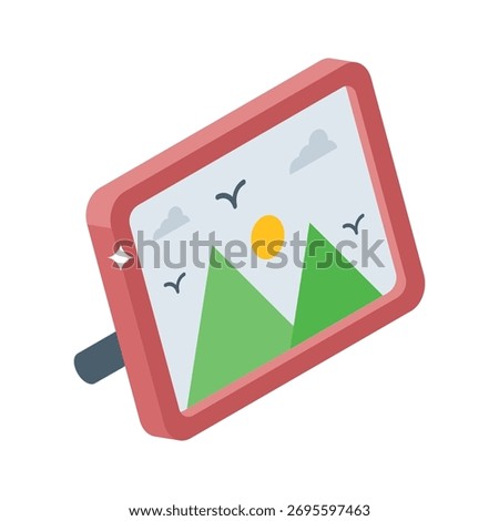A captivating isometric icon of landscape scenery