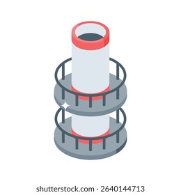 A captivating isometric icon of large smoke chimney pipe