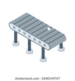 A captivating isometric icon of mechanical assembly line setup