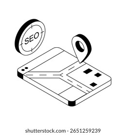 A captivating isometric icon of precise seo location tracking
