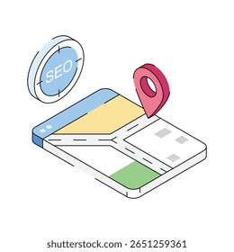 A captivating isometric icon of precise seo location tracking