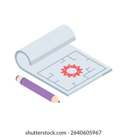 A captivating isometric icon of prototype build