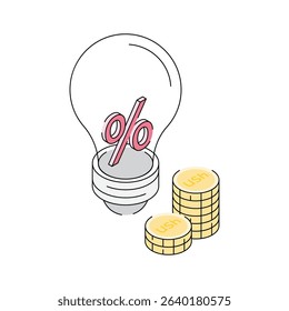 A captivating isometric icon representing financial idea bulb
