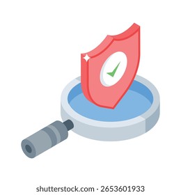 Um ícone isométrico cativante de pesquisa segura na Web