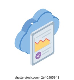 A captivating isometric icon showing cloud analysis