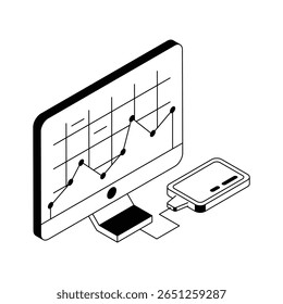 A captivating isometric icon showing data infographics