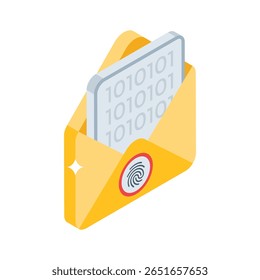 A captivating isometric icon showing email fingerprint