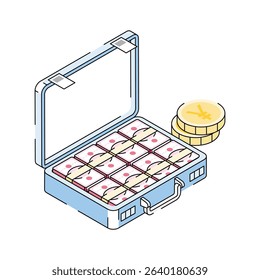 A captivating isometric icon showing secure cash bag