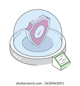 A captivating isometric icon of smart security device