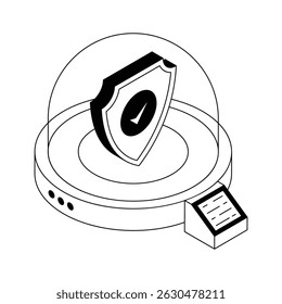 A captivating isometric icon of smart security device