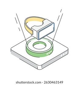 A captivating isometric icon of vr headset experience