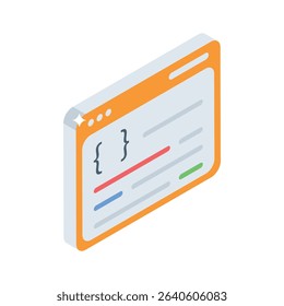 A captivating isometric icon of website coding screen