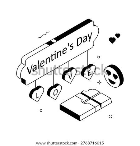 Captivating isometric illustration expressing valentines day love emotion concept