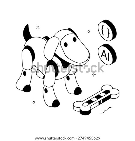 A captivating isometric illustration of robotics dog, smart companion