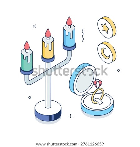Captivating isometric illustration of romantic proposal scene for love themed visuals