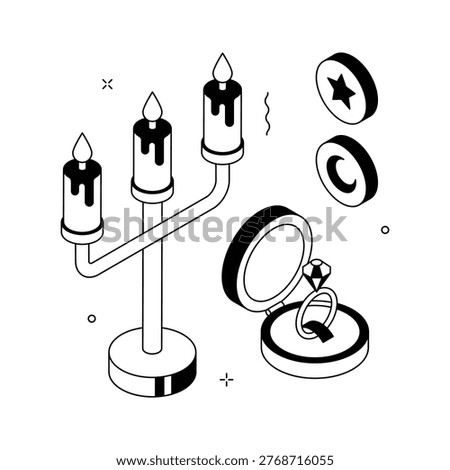 Captivating isometric illustration of romantic proposal scene for love themed visuals