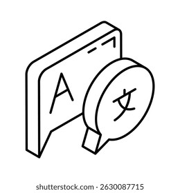 A captivating isometric outline icon of language exchange