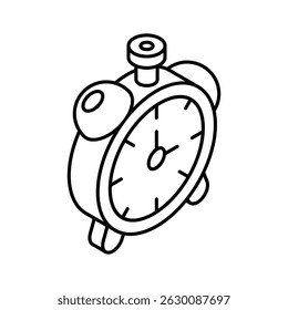 A captivating isometric outline icon of ringing alarm