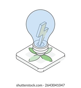 A captivating isometric outline icon showing eco light