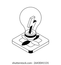 A captivating isometric outline icon showing eco light