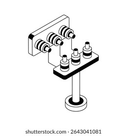 A captivating isometric outline icon of transmission pole