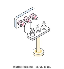 A captivating isometric outline icon of transmission pole