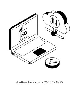 A captivating isometric style icon of shared cloud