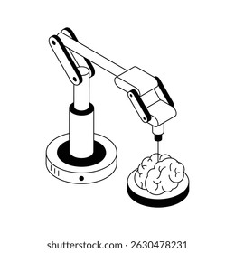 A captivating isometric style icon showing organ printing machine