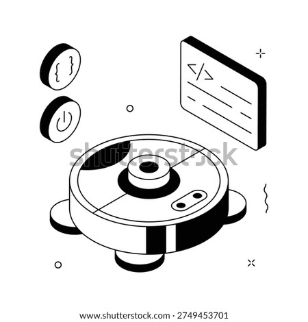 A captivating isometric style icon of smart vacuum cleaner