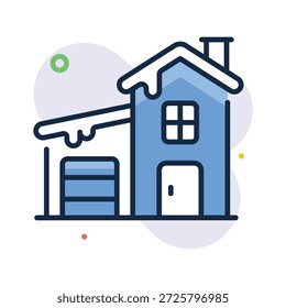 A captivating landscape design of snow house, flat outline icon