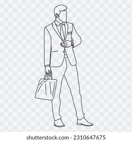 Captivating Line Art Illustrating a Businessman with a Briefcase in a Sophisticated and Elegant Design