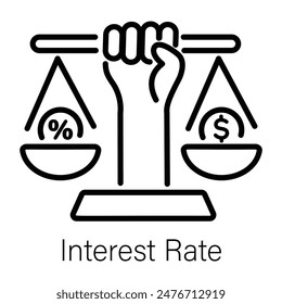 A captivating line icon of interest rate 