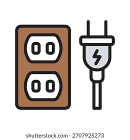 A captivating line style icon showing power plug
