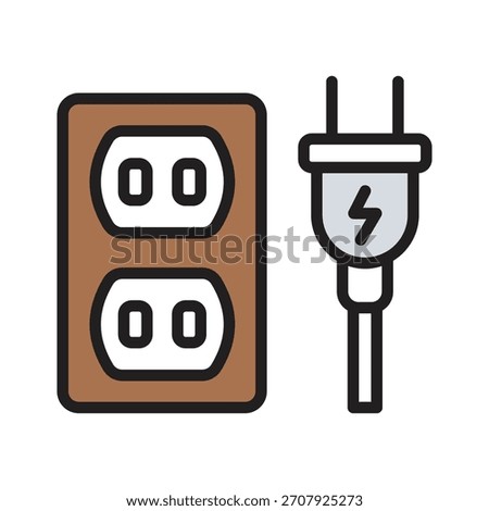 A captivating line style icon showing power plug