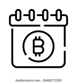 A captivating linear icon of bitcoin schedule calendar