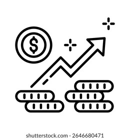 A captivating linear icon of business profit rise