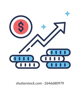 A captivating linear icon of business profit rise