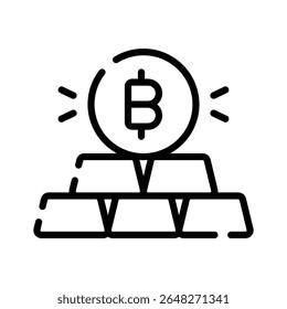 A captivating linear icon of digital bitcoin assets