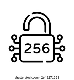 A captivating linear icon of digital security padlock