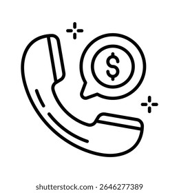 Um ícone linear cativante da bolha da conversa financeira