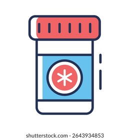 A captivating linear icon of medicine bottle with label