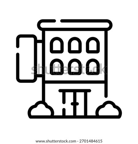 A captivating linear icon showing hotel building