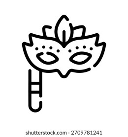 A captivating linear icon showing masquerade mask