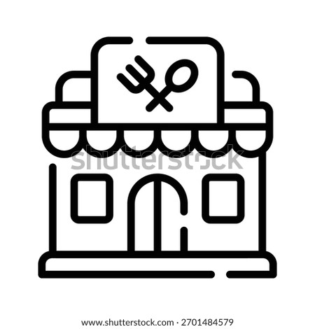 A captivating linear style icon showing restaurant building