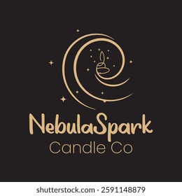 A captivating logo blending the warm glow of a candle with the vast mystique of a galaxy and space, symbolizing light and cosmic wonder.