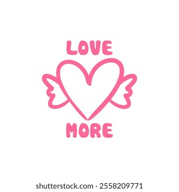 A captivating "Love More" design with a flying love symbol vector that radiates energy and affection