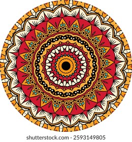 A captivating mandala design featuring intricate patterns and a colorful array of shapes