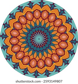 A captivating mandala design featuring intricate patterns and a colorful array of shapes