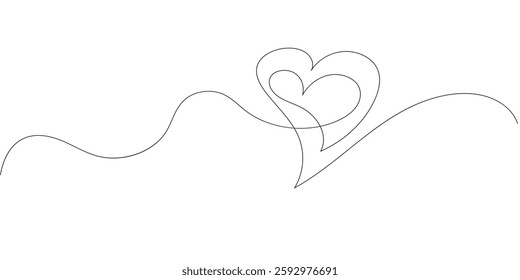 A captivating minimalist design showcasing a heart shape formed by a single continuous line, flowing gracefully across the image.