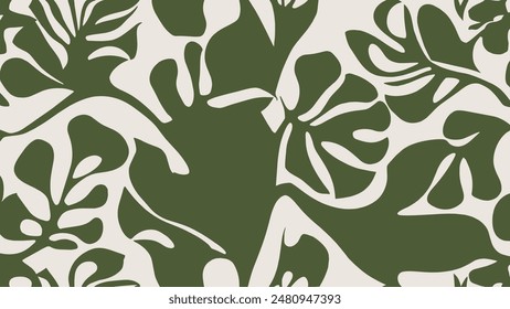 captivating modern vector illustration showcases an organic abstract floral pattern, meticulously crafted with a harmonious blendof leaf and flower shapes.